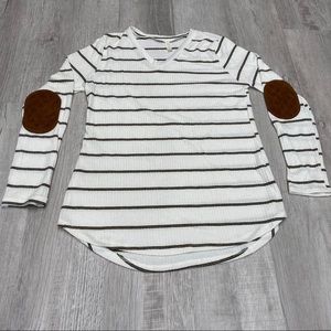 Ribbed Long Sleeve Tunic with Quilted Elbow Patch